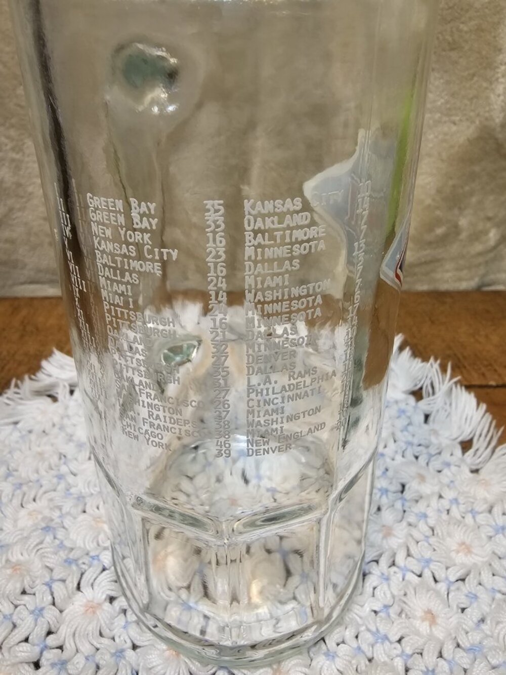 NFL Super Bowl XXII  Glass Beer Mug Tankard Football Fisher Nut Promo 1988